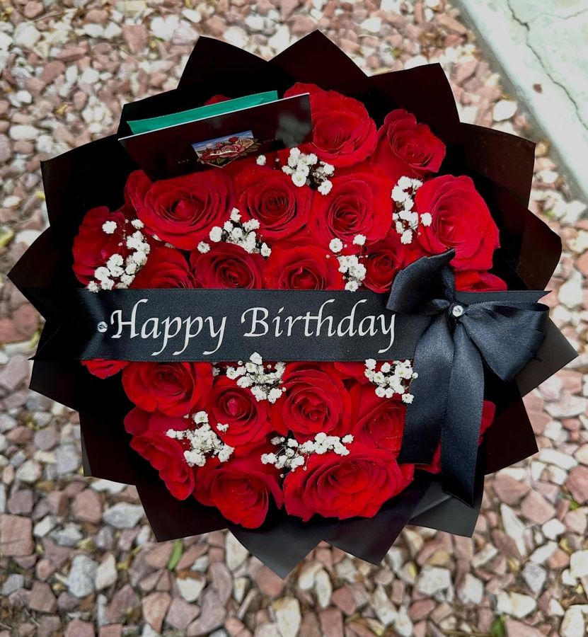 Happy Birthday, black wrap