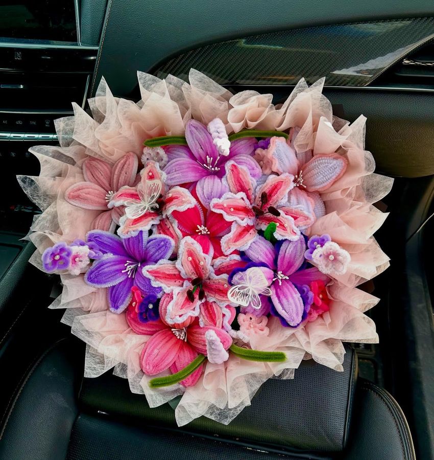 Lilies, purple and pink